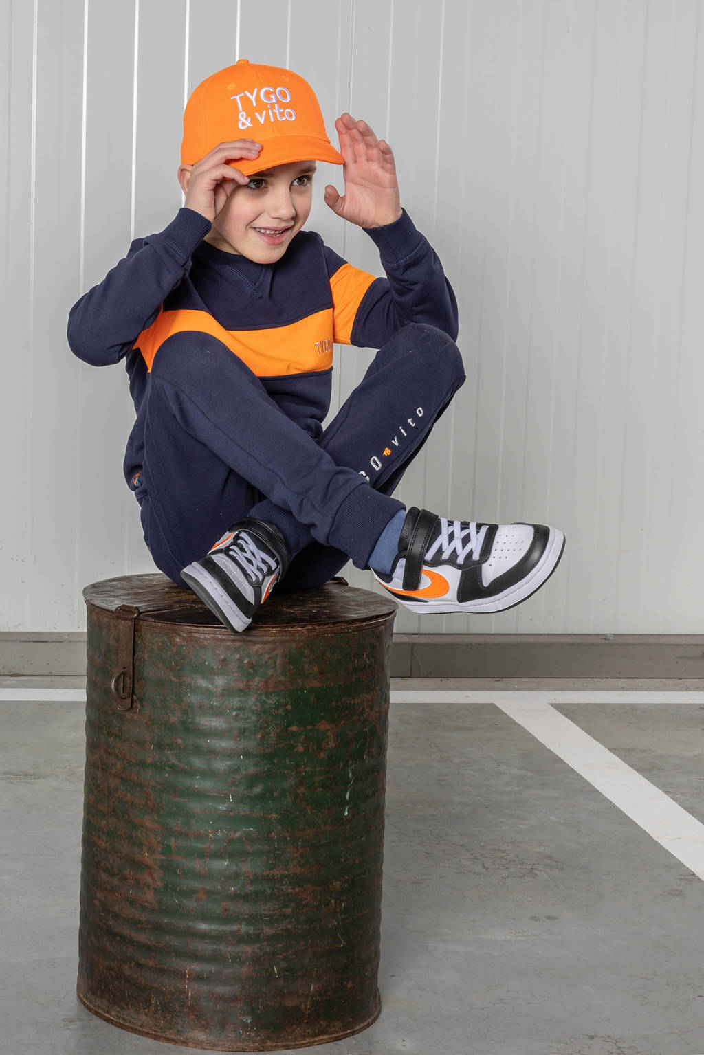 TYGO & vito sweater donkerblauw/oranje