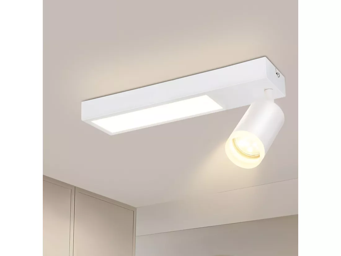 NETTLIFE Spot de plafond 1 ampoule GU10 chambre 3000k 20W lampe de cuisine noire blanc chaud orientable pour chambre cuisine bureau