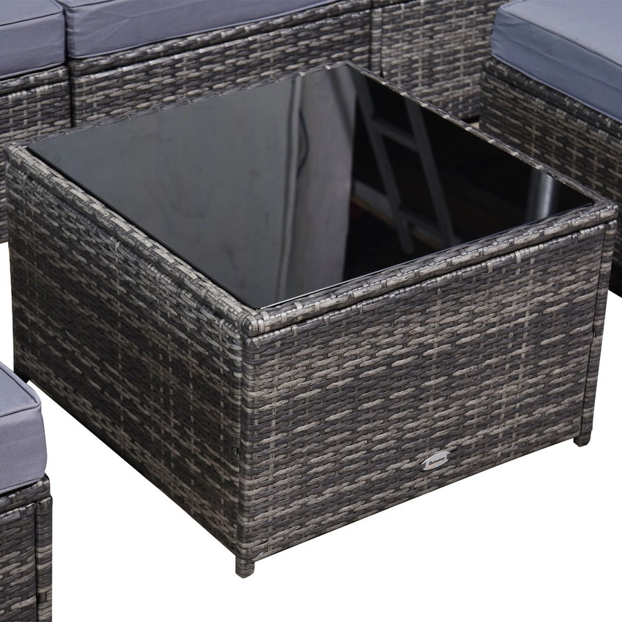 Outsunny Rattan Gartengarnitur als 7-teiliges Set grau