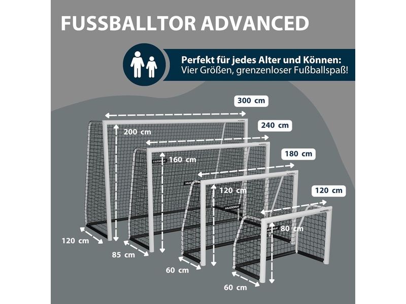 Hudora Fussballtor Advanced 120 120 x 80 x 60 cm Das Profi-Tor für Freizeit und Training