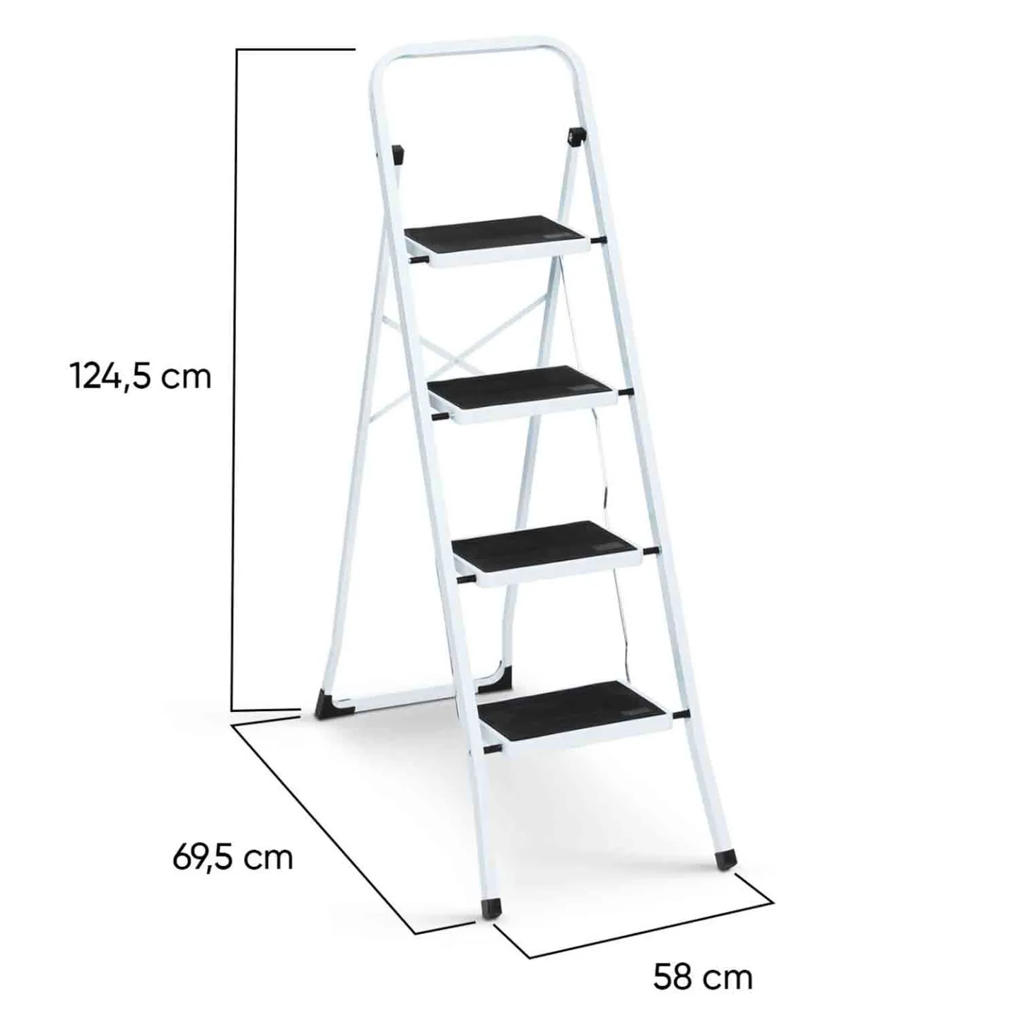 Escabeau marchepied pliable 4 marches antidérapantes avec garde corps
