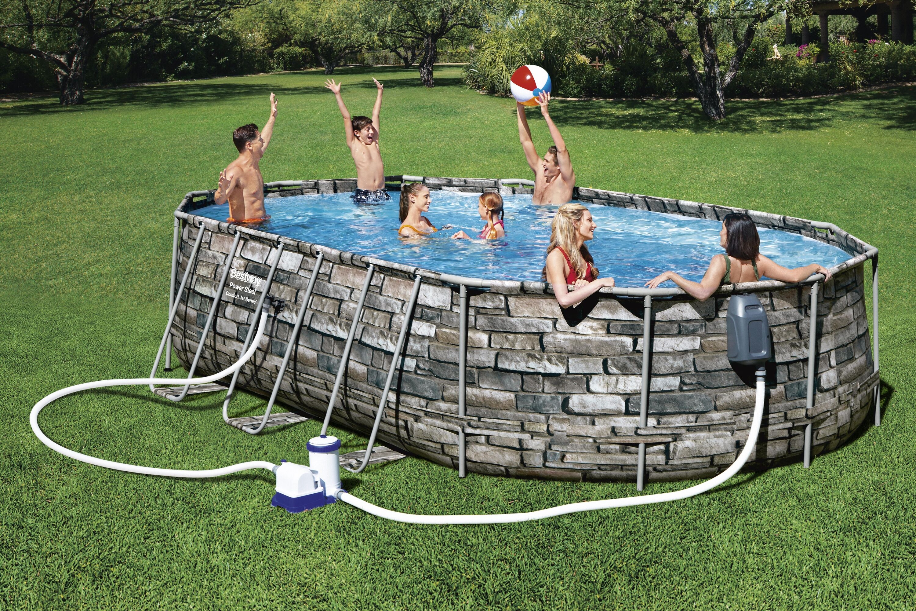 Bestway Pool Comfort Jet Komplett-Set 610 x 366 x 122 cm