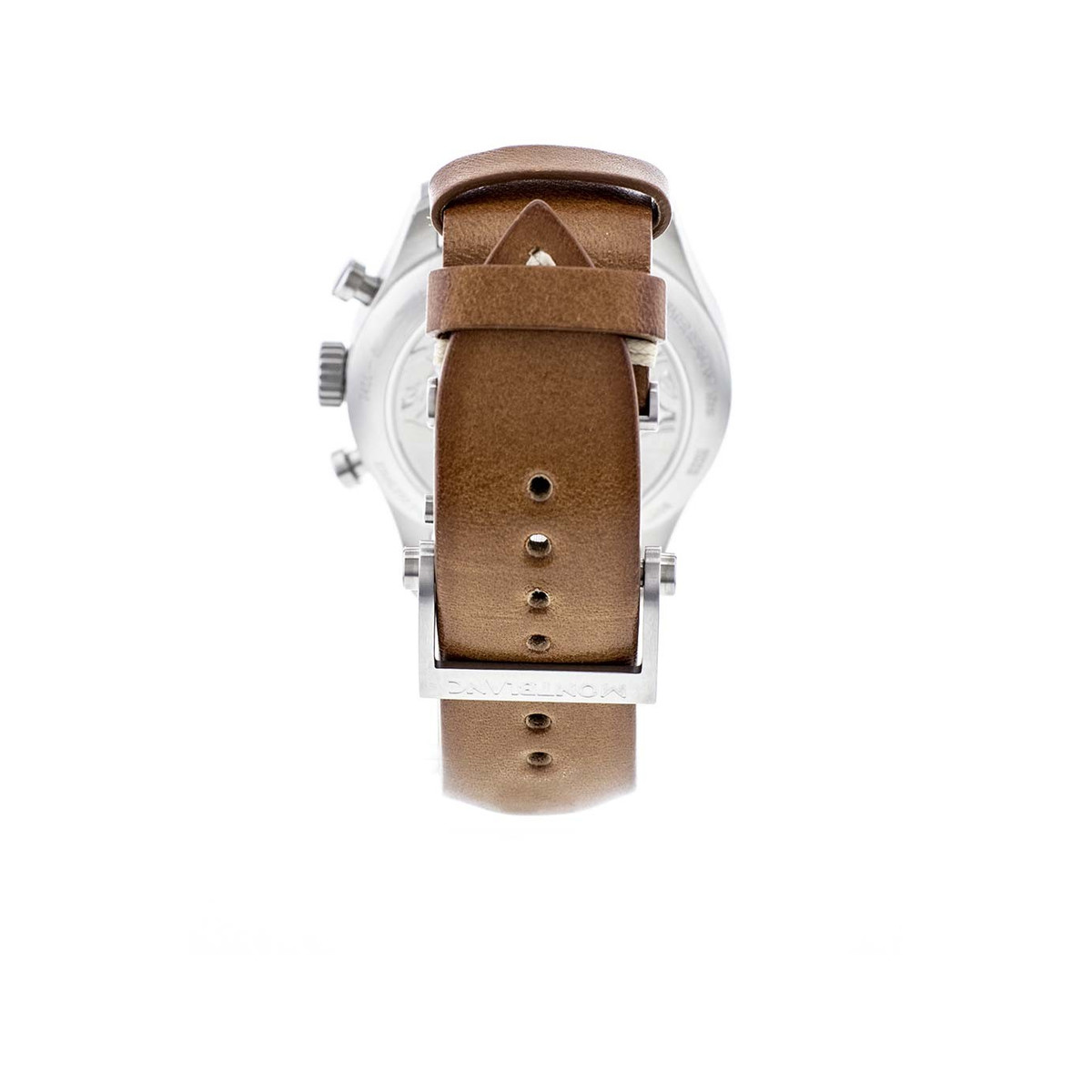 Montre d'occasion Montblanc 1858 homme chronographe automatique acier bracelet cuir marron