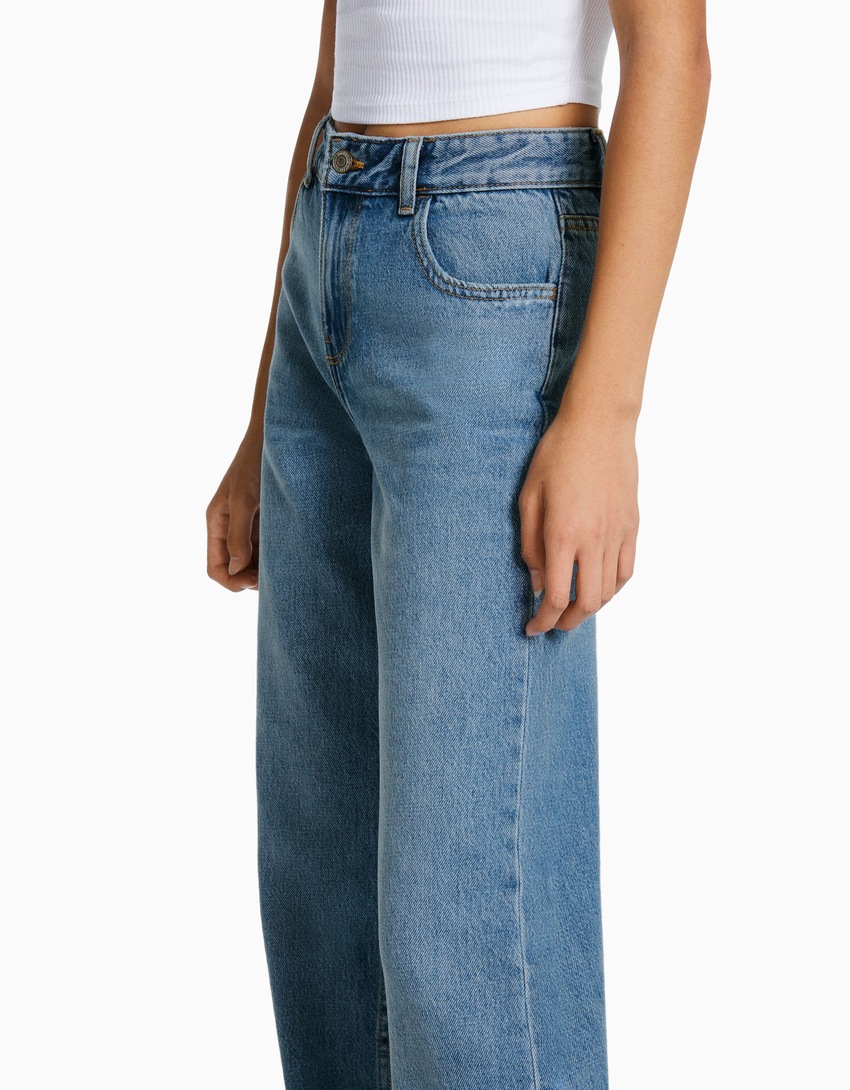 Calça jeans de perna larga