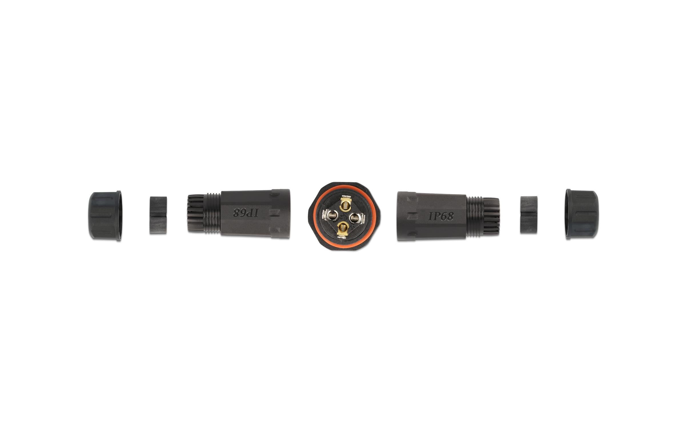 Verbindungsmuffe IP68, 4 Pin, 4.5 - 7.5 mm schwarzDelock Kabelverbinder für Aussenbereich 4 Pin, IP68 wasserdicht, schraubbar, Kabeldurchmesser 4.5 - 7.5 mm schwarz