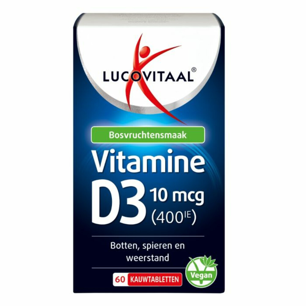 Lucovitaal D3 10 mcg (400Ie) Vitamine Vegan Kauwtabletten60 kauwtabletten