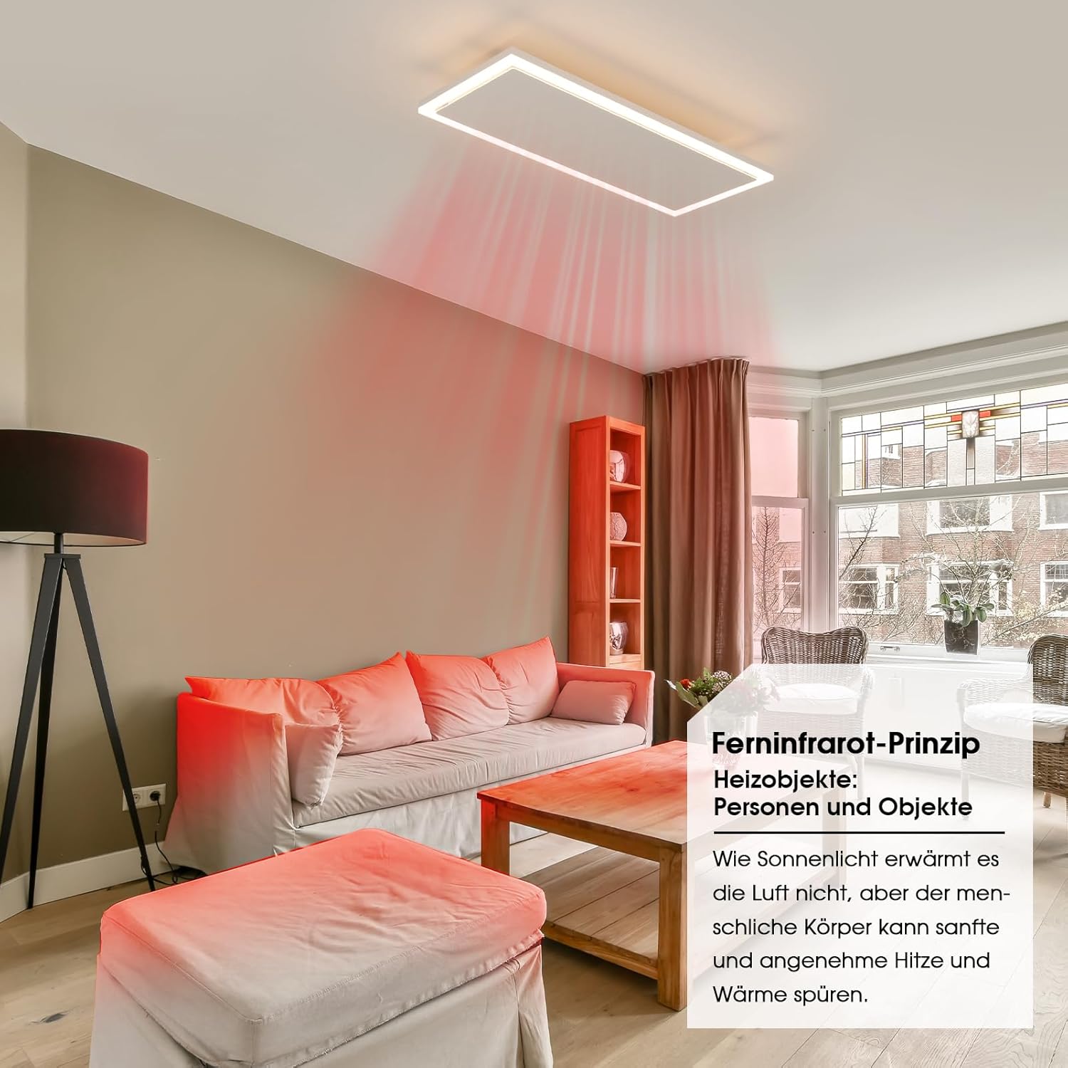 Infrarotheizung Deckenmontage 790 Watt, Infrarot Deckenheizung mit LED Licht Beleuchtung, Deckenheizstrahler mit Thermostat Fernbedienung, Elektroheizung Heizplatte Heizpaneel Heizkörper