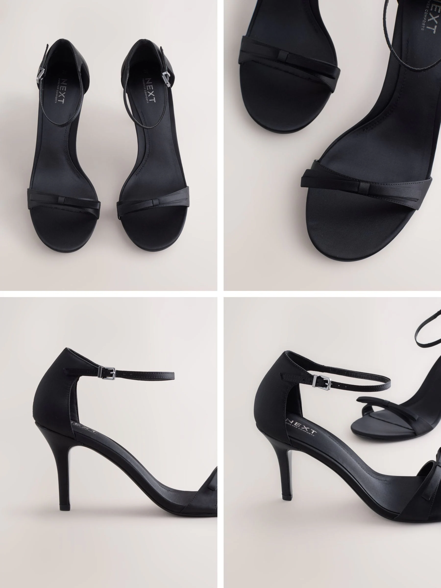 Zwart - Forever Comfort® Mini Satin Bow Heeled Sandals