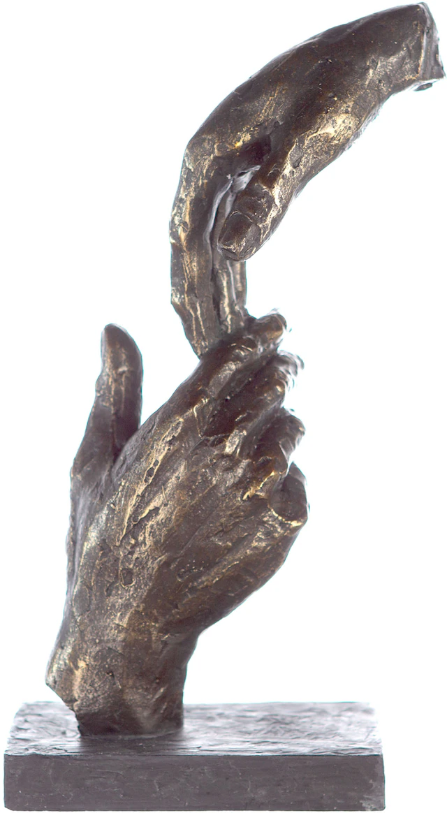 Casablanca by Gilde Dekofigur »Skulptur Two Hands, bronzefarben/grau« Dekoobjekt, Höhe 29 cm, Hände, mit Spruchanhänger, Wohnzimmer
