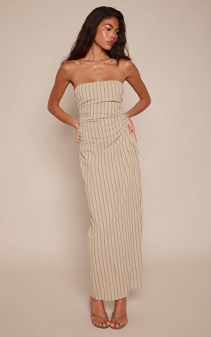 Gris Pierre Robe Mi-longue Bandeau Froncée