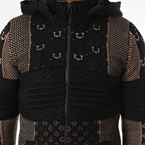 Gilet Capuche Noir Marron