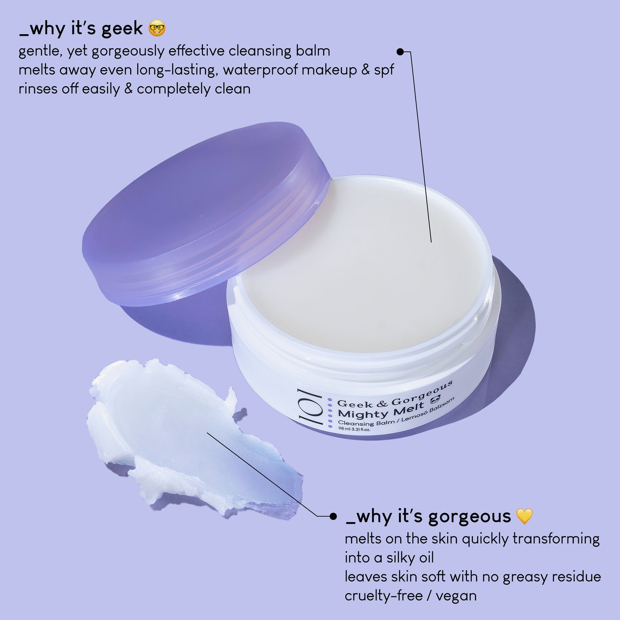 Geek & Gorgeous - Mighty Melt, Gentle Cleansing Balm, ideal für die doppelte Reinigung, 98 ml