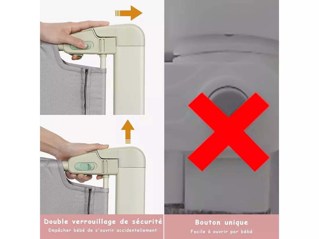 Barrière de sécurité de lit bébé/enfant portable 150cm hauteur réglable soulèvement vertical