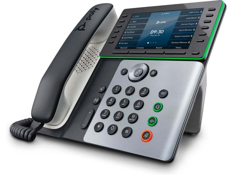 HP Tischtelefon Poly Edge E500 Grau/Schwarz/Weiss Festnetztelefon der Spitzenklasse für Führungskräfte