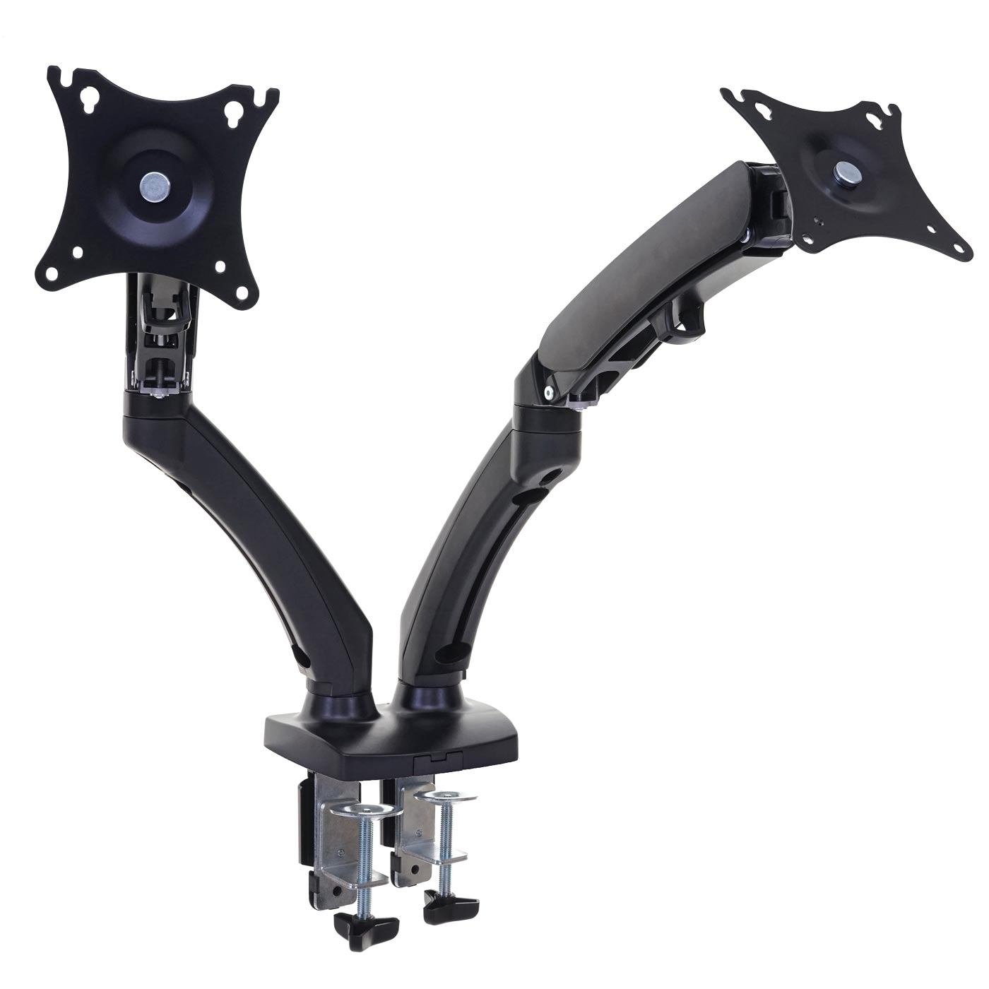 Monitorhalter MCW-D39, Halterung Tischhalterung, Klemme/Bohrungsmontage VESA bis 75x75/100x100mm bis 9kg je Arm ~ zweiarmig