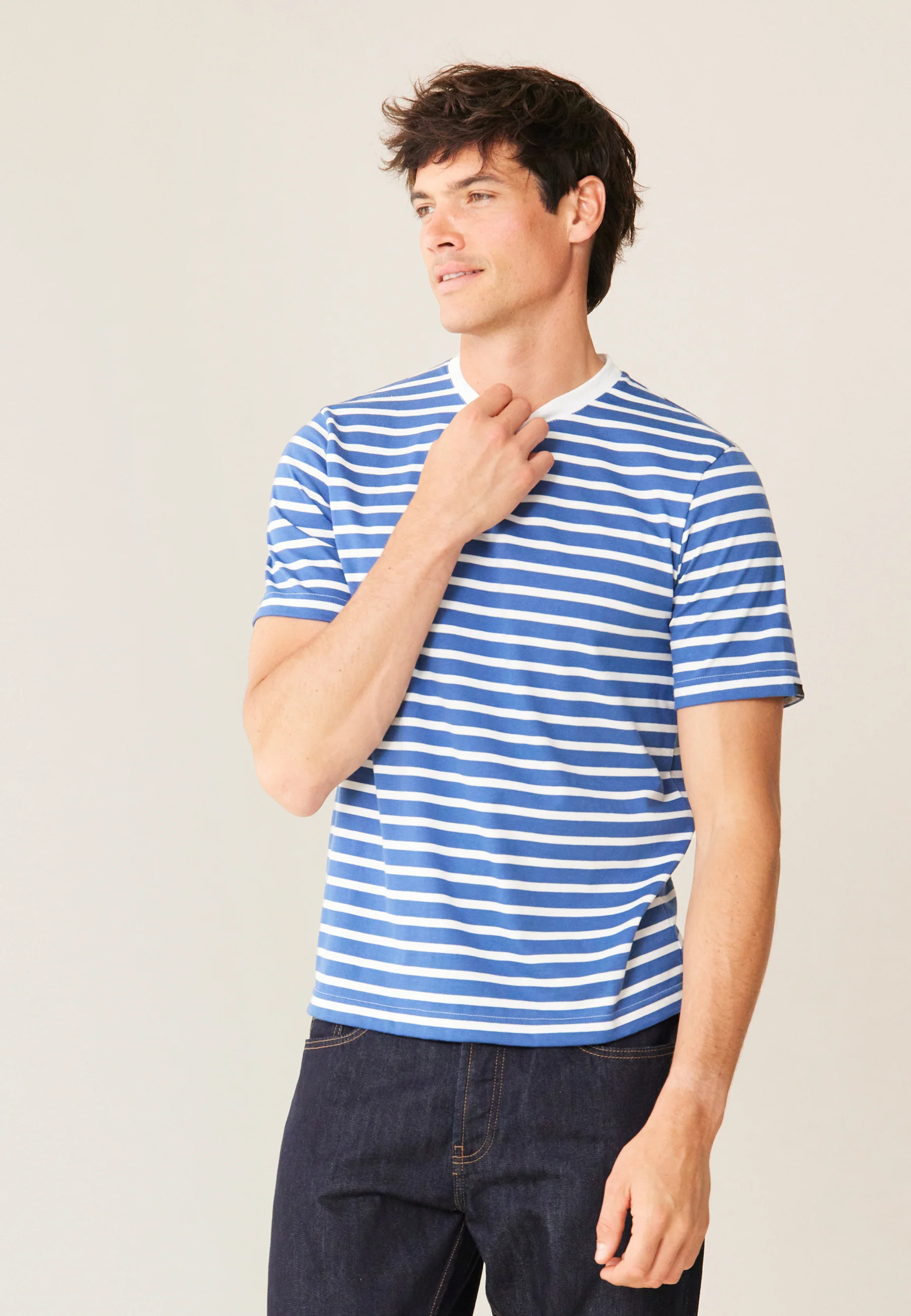 Marinière mixte en coton-Marlow Mariniere Acier Blanc