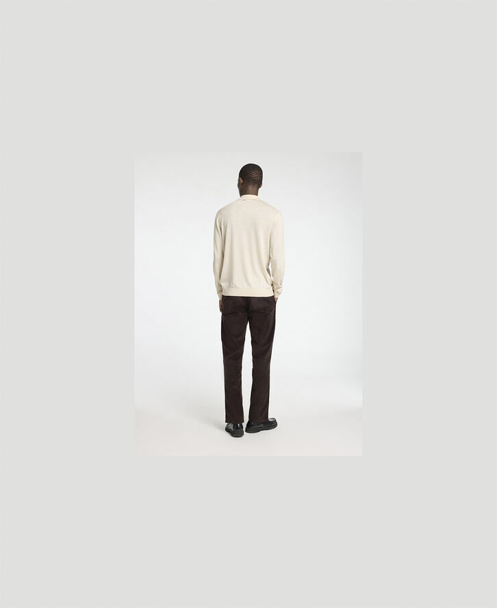 Selected Homme SLHTRAY LS KNIT MERINO POLO CARDIGA Oatmeal