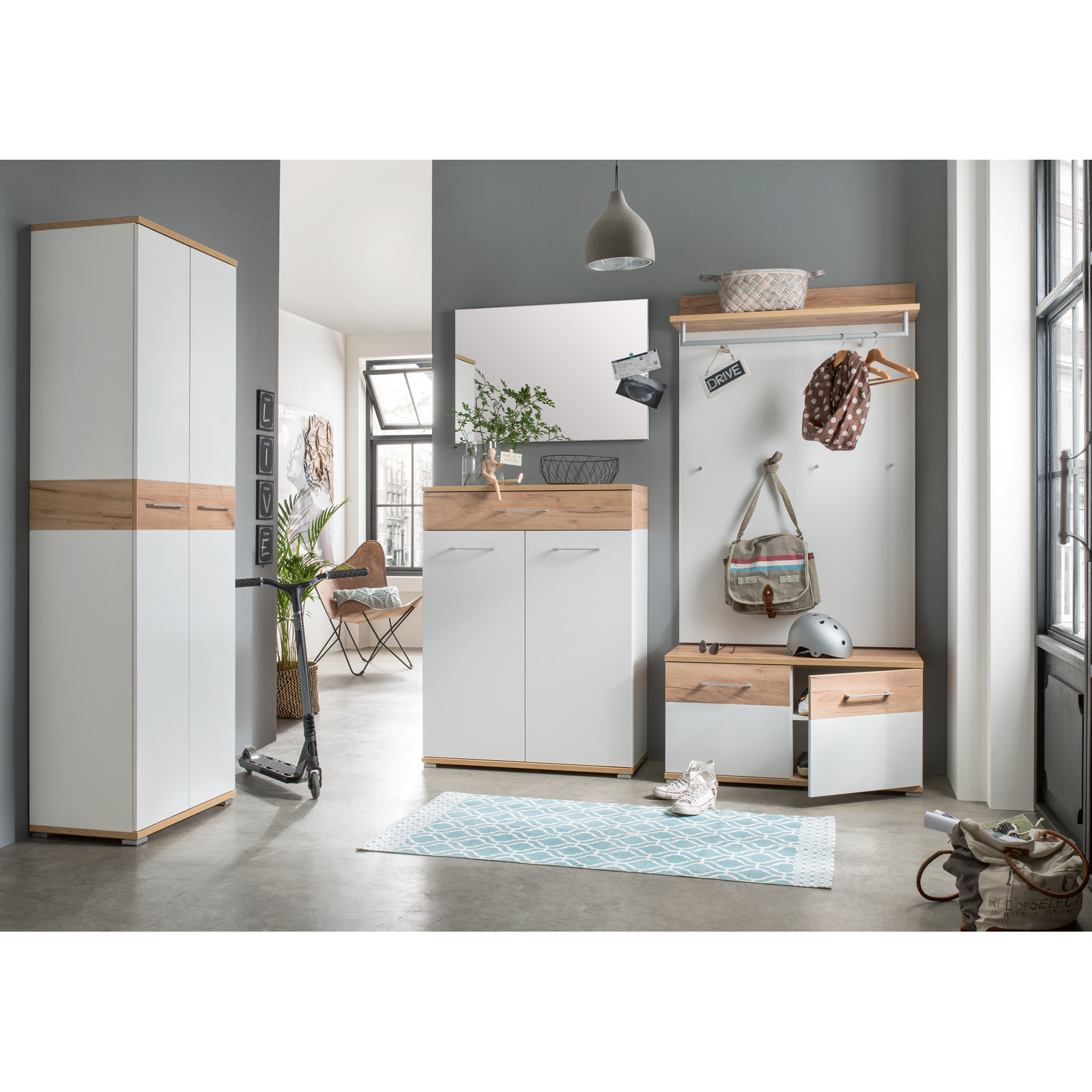 Garderobenbank Topix Dekor weiss/Eiche 96 x 51 x 40 cm