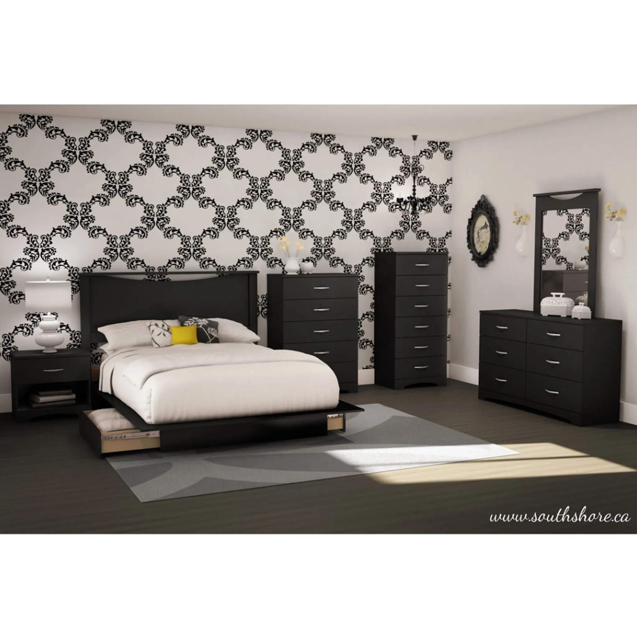 South Shore Commode 6 Tiroirs Step One - Noir Solide
