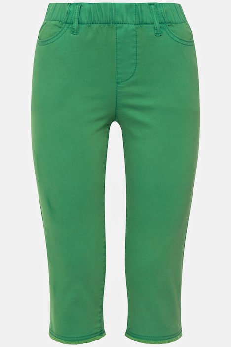 Caprihose, Jeggings, Fransensaum, Elastikbund, mit recycelten Materialien