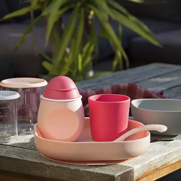 Béaba Repas Coffret Silicone Rose 4 pièces