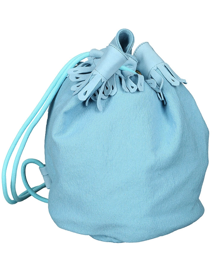Rucksack BOBBYNETTE (16x21) mit Fransen in himmelblau