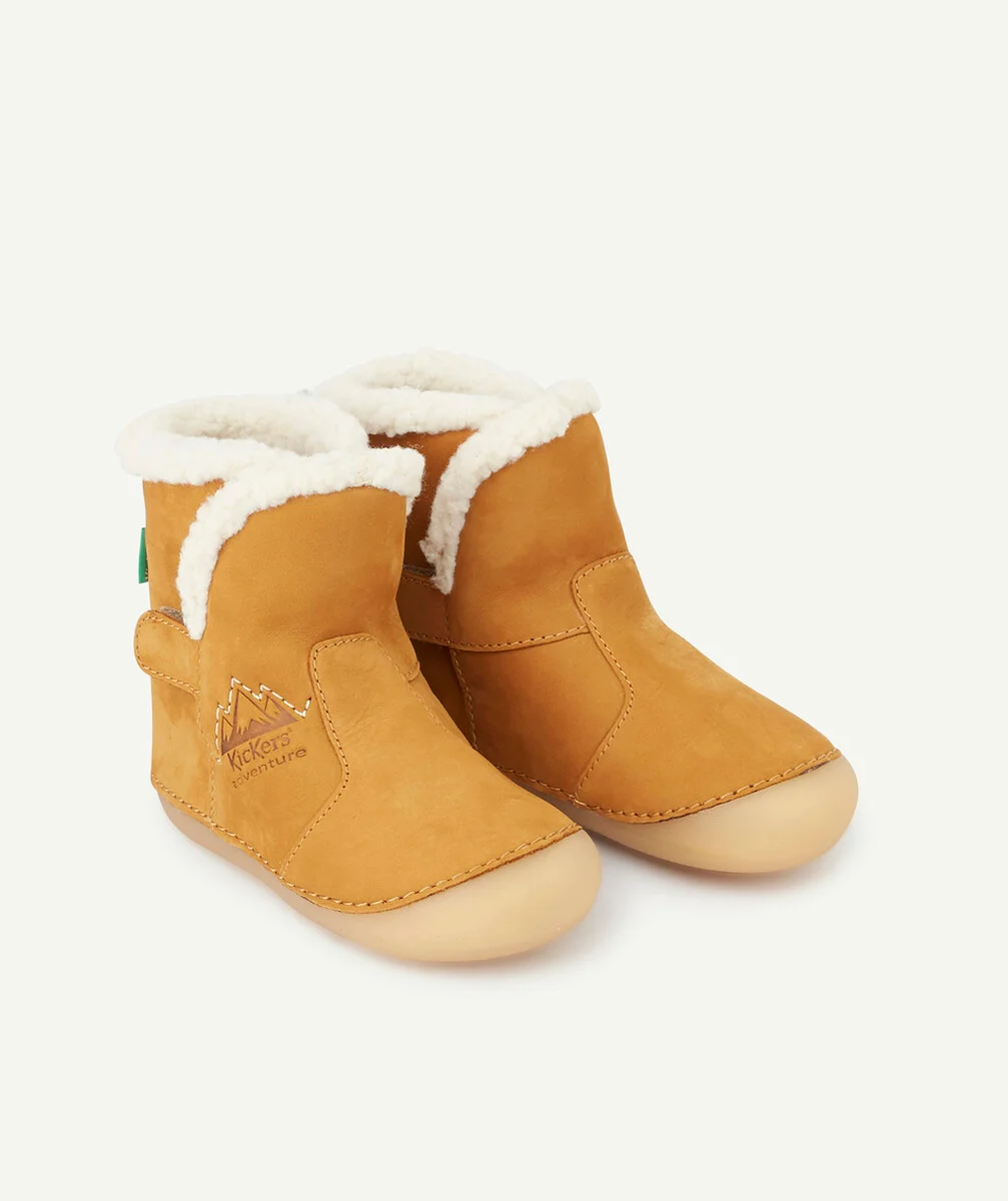 KICKERSLES BOOTS CAMEL EN CUIR AVEC IMITATION FOURRURE