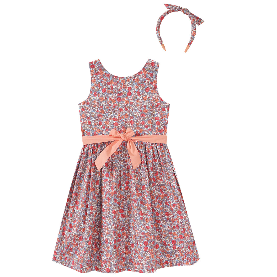 Topolino Festliches Mädchen Kleid und Haarreif pink / hellblau / apricot