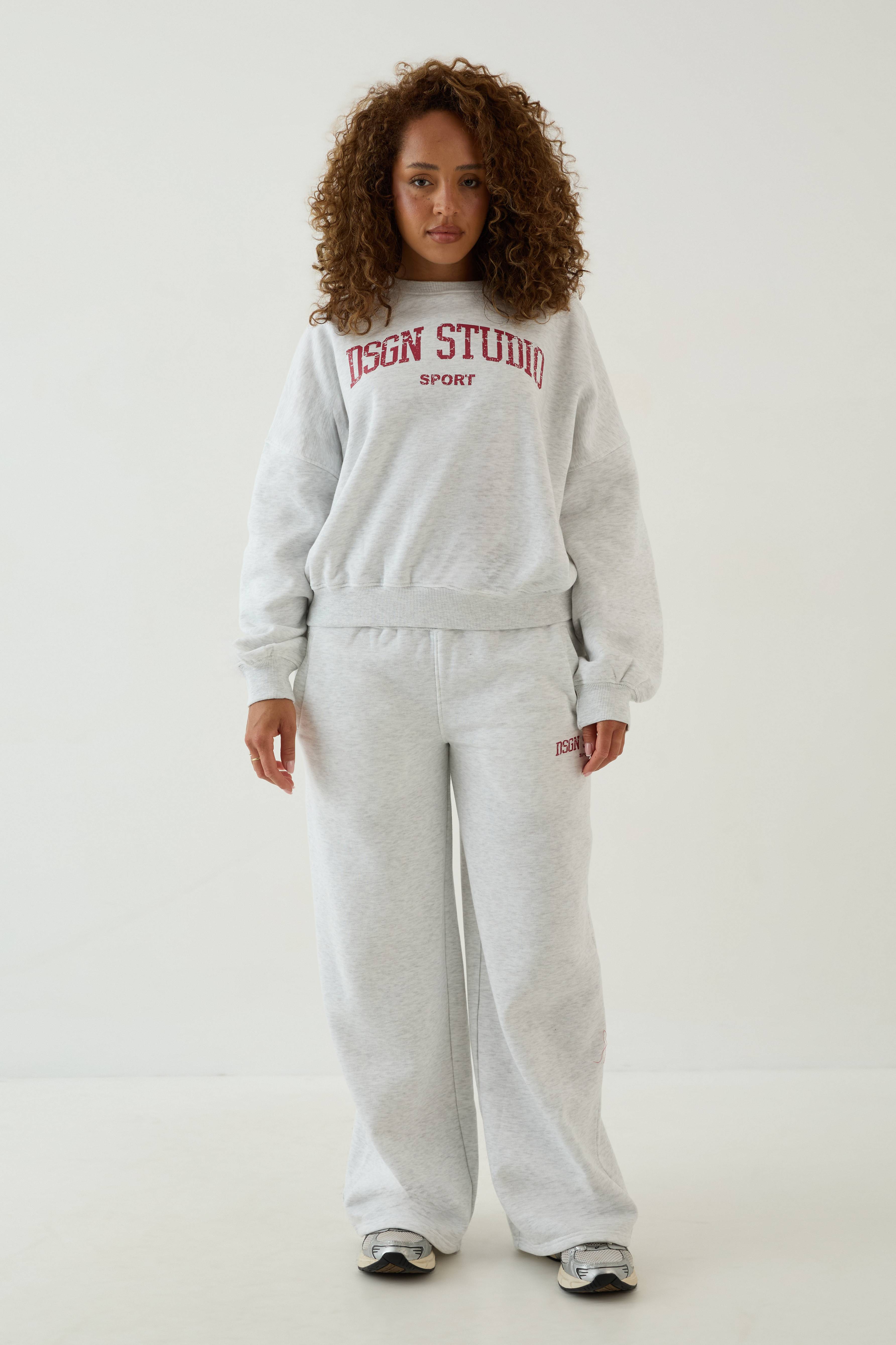 Sweat-shirt Col Rond Manches Bouffantes Imprimé Universitaire Dsgn Studio