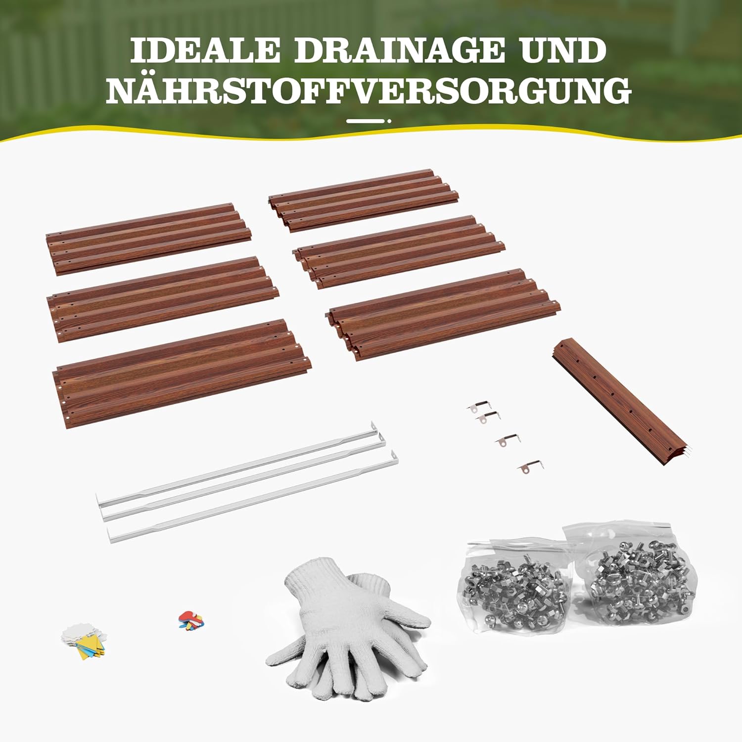 Amopatio Hochbeet Metall 2er-Set, Pflanzbeet Hochbeete für Garten, 180x90x60cm, Hochbeete-kit 970 L für Gemüse Blumen Sukkulenten Kräuter, Blumenbeet & Pflanzentrog, Verzinkter Stahl, Holzmaserung