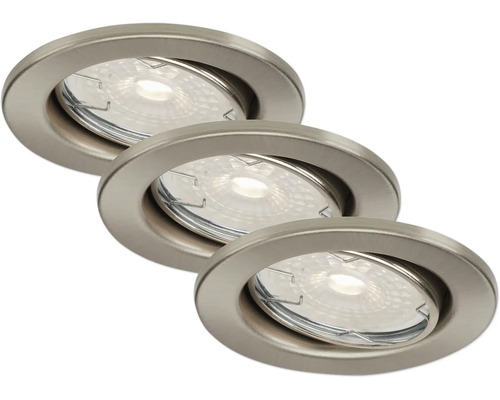 LED inbouwspots set IP23 dimbaar 3-delig 3x5W 3x380 lm 2700K nikkel/mat Ø 8,6/6,8 cm 230V