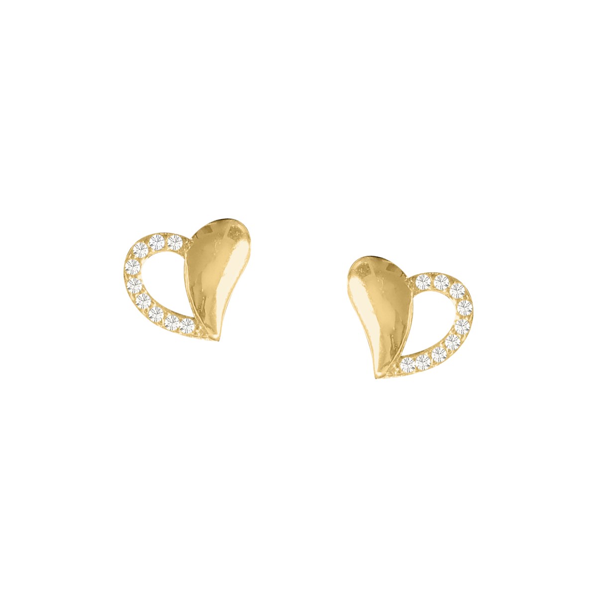 Boucles d'oreilles coeurs  plaqué or et oxyde de zirconium