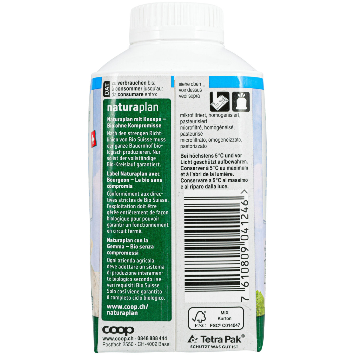 Naturaplan Bio Milch Drink Teilentrahmt 2,5% Milchfett Past