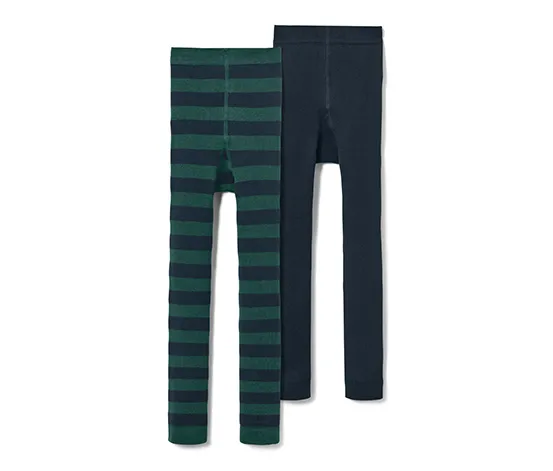 2 Paar Thermoleggings, grün-blau