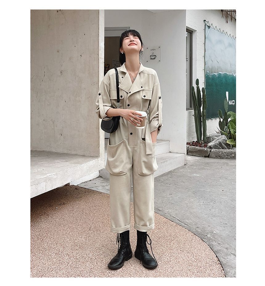 Ango - Jumpsuit met lange mouwen, kraag en knopen