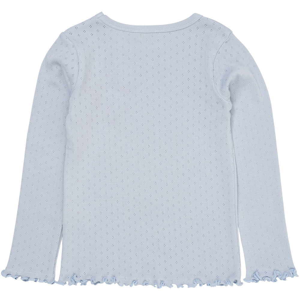 Køb COPENHAGEN COLORS Dusty Blue Summer Pointelle Ls Bluse