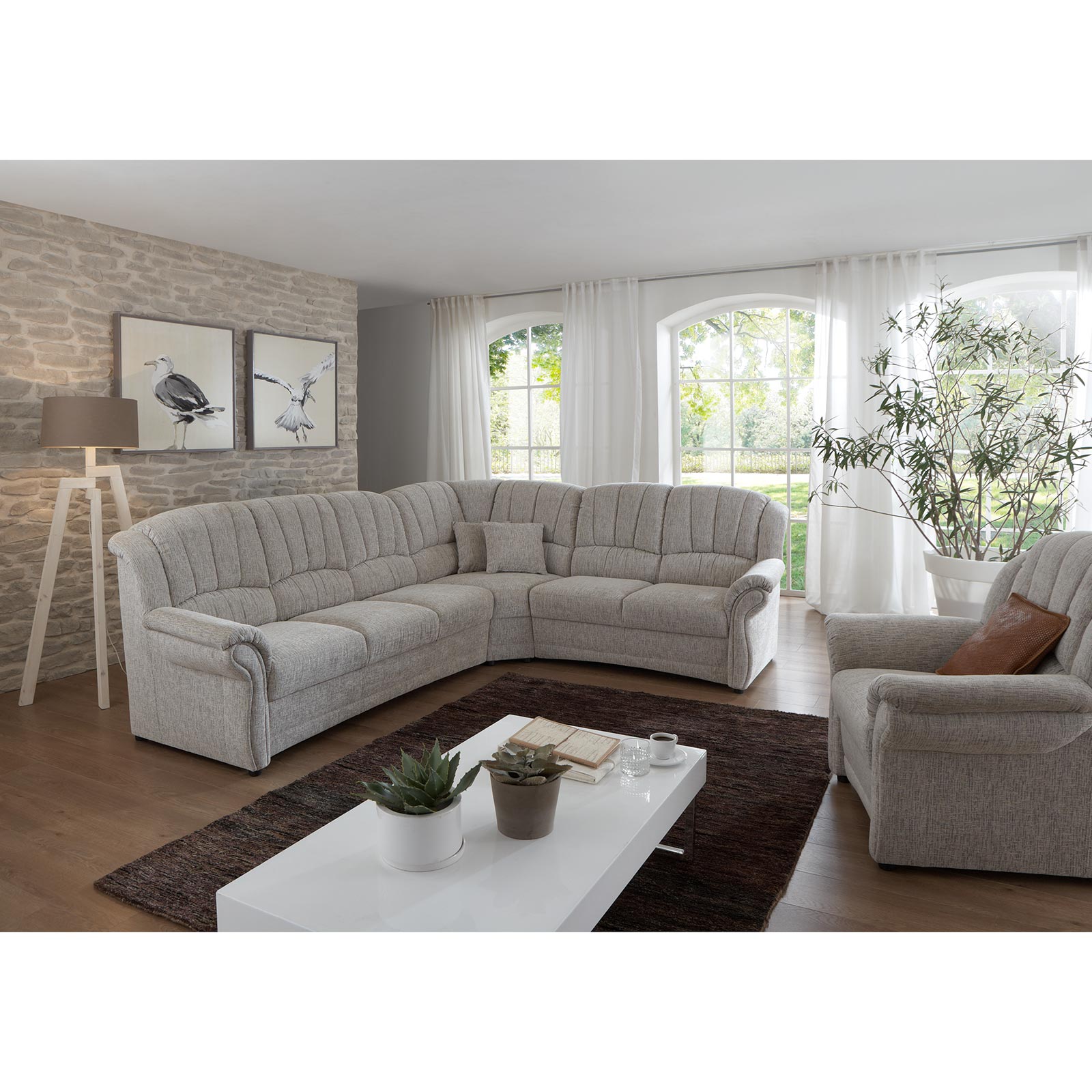 polsterpower Ecksofa - mandel - 2-Sitzer rechts