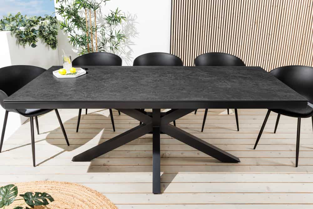 In- und Outdoor Esstisch GALAXIE 180cm anthrazit Keramik Aluminium Gartentisch