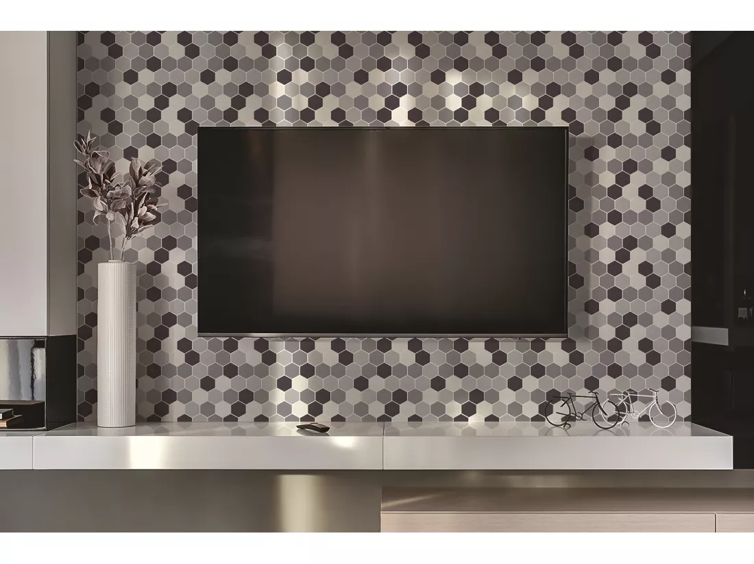 Panneaux muraux en vinyle, Planches en vinyle adhésives - 100x50 cm - Hexagones