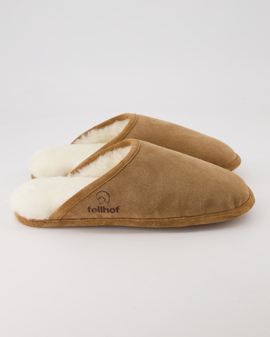 Fellhof Pantoffel Trendy Hausschuhe in Braun