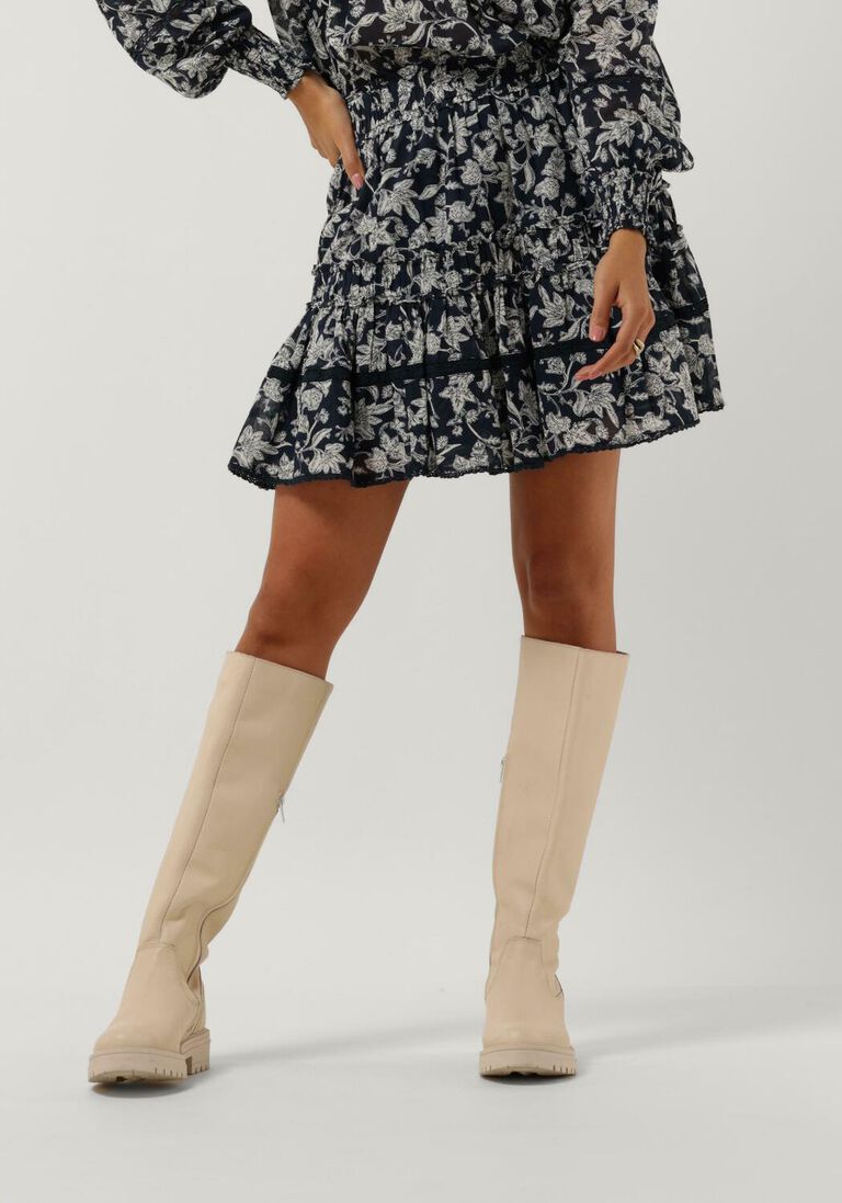 NEO NOIR donkerblauwe neo noir minirok cosy stencil flower skirt