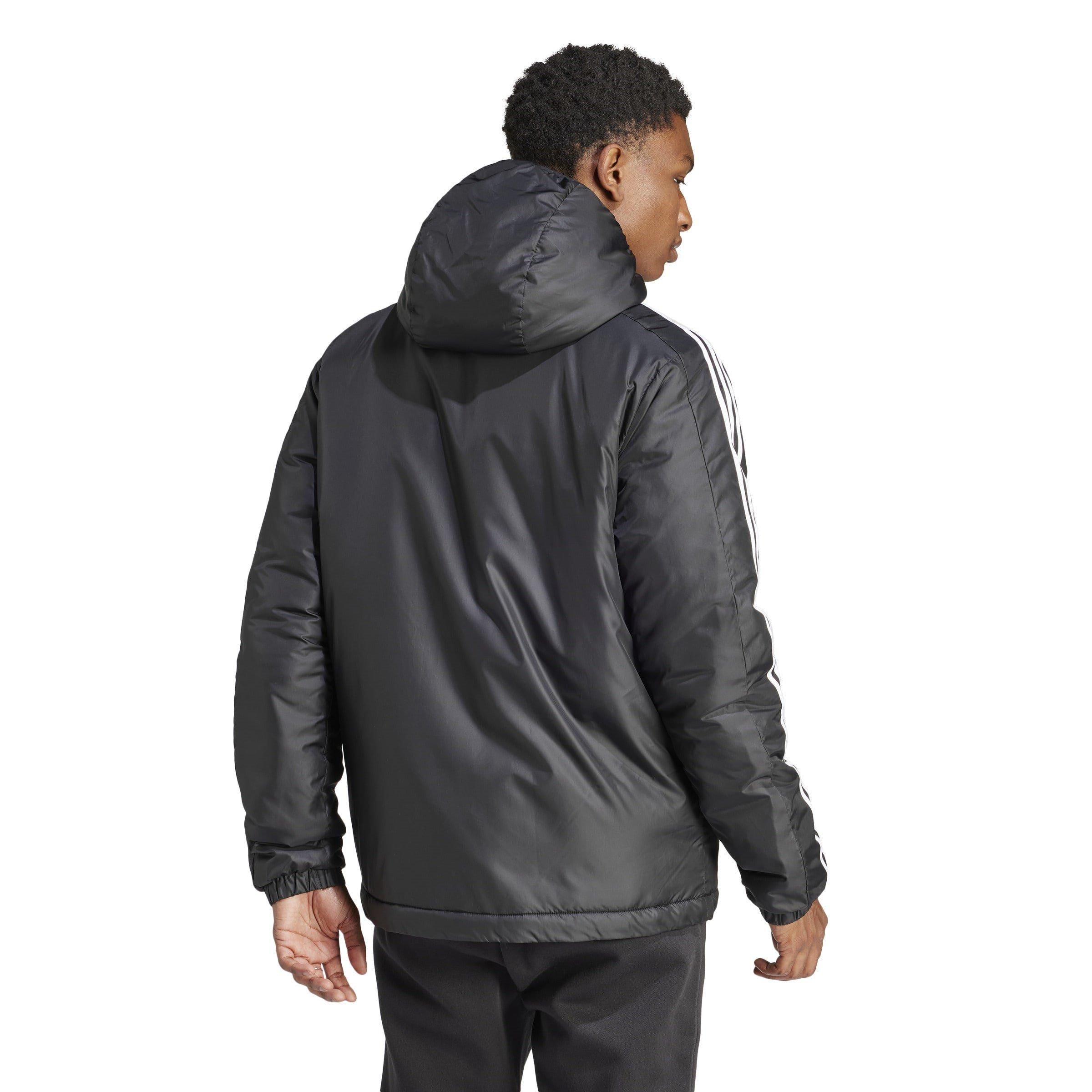adidas 3 Stripe Essential Hooded Jacket Mens
