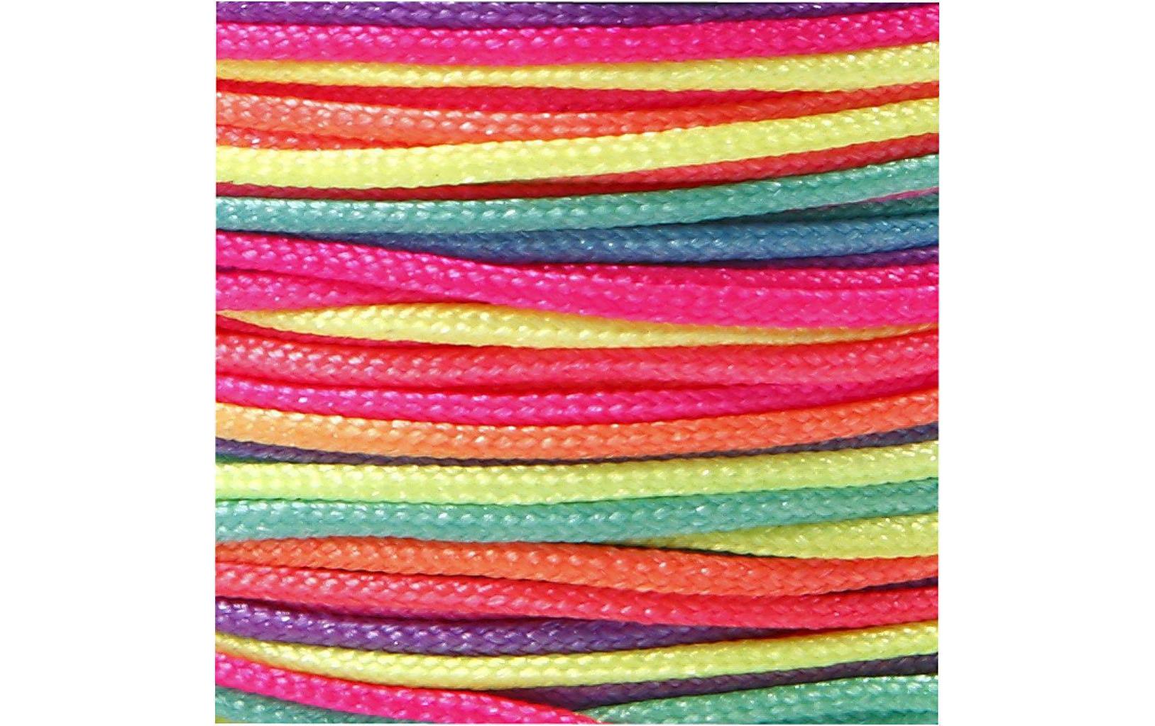 Macramé-Band 1 mm, Neon multi, 28 mMacramé-Kordel Neon-bunt