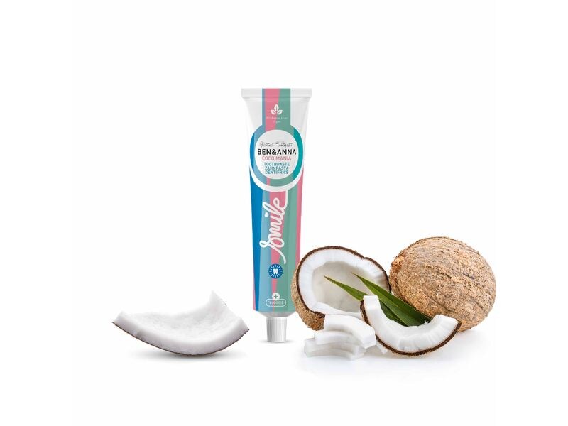 Ben & Anna Zahnpasta Coco Mania Fluoride 75 ml Natürliche, vegane Zahnpasta mit Kokosnussgeschmack