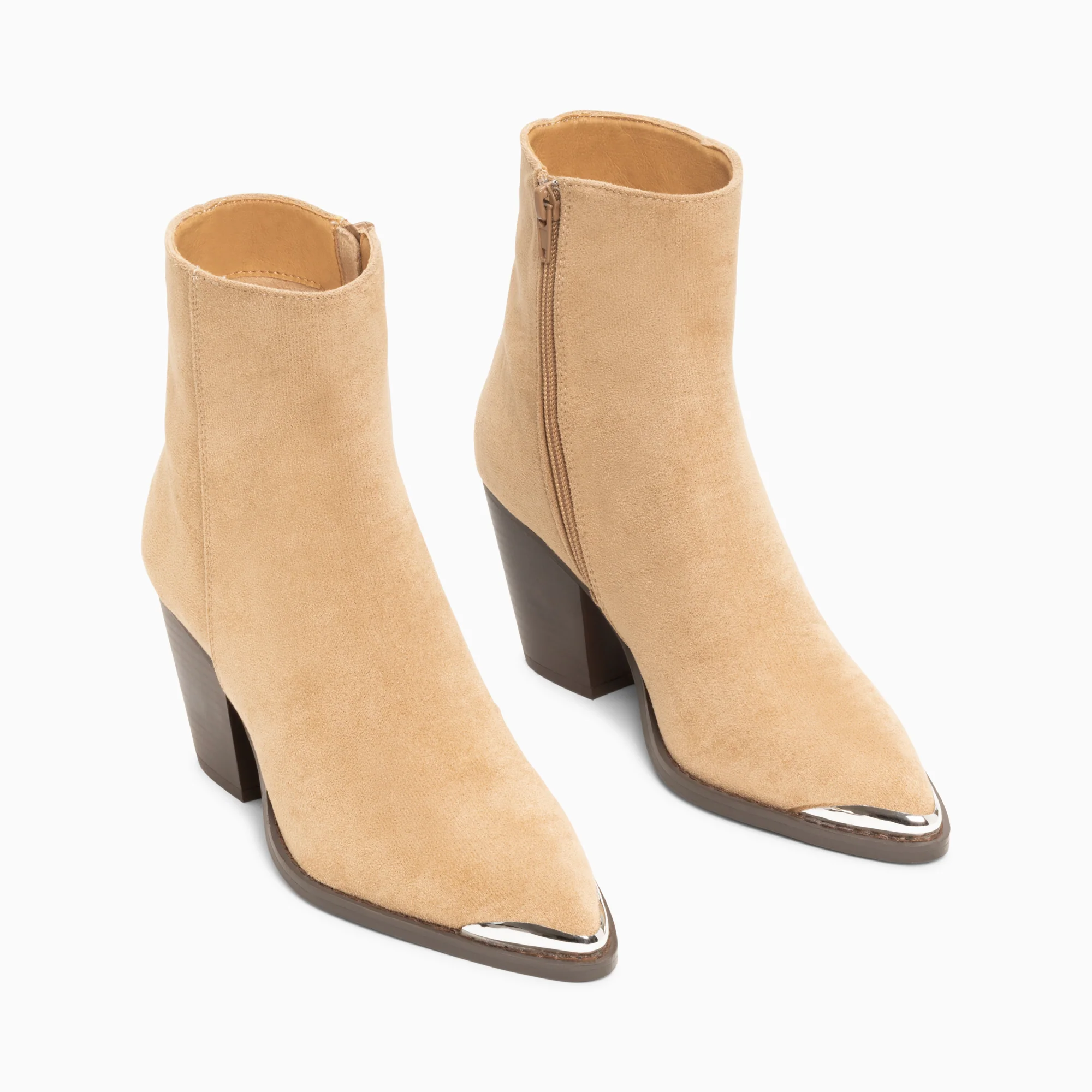 Bottines-Bottines santiags Jenn beiges à talon