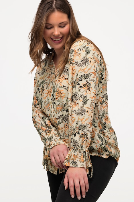 Bluse, Paisley, A-Linie, Stehkragen, Langarm