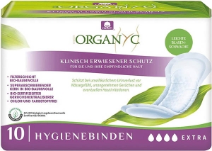 Organyc Hygienebinden extra leichte Blasenschwäche, 10 Stück