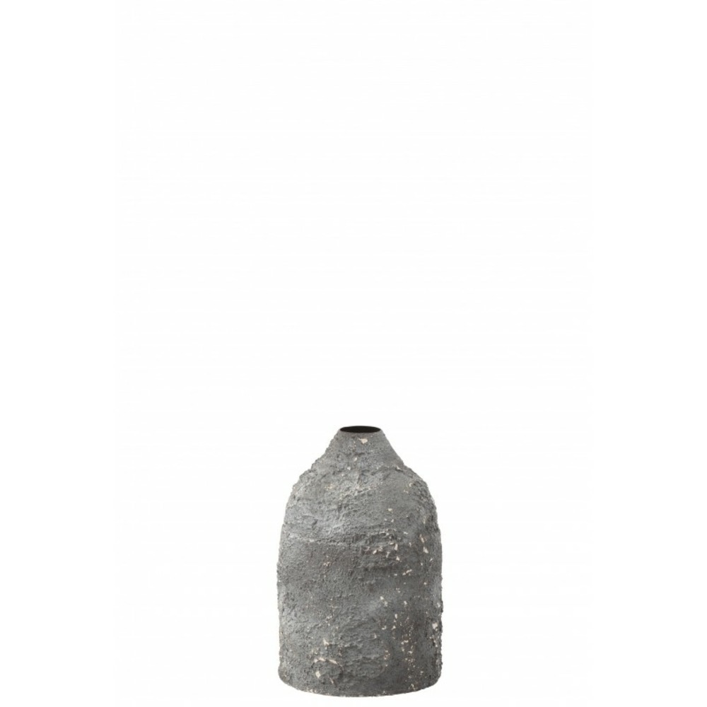 Vase rugueux en métal gris 17x17x25cm