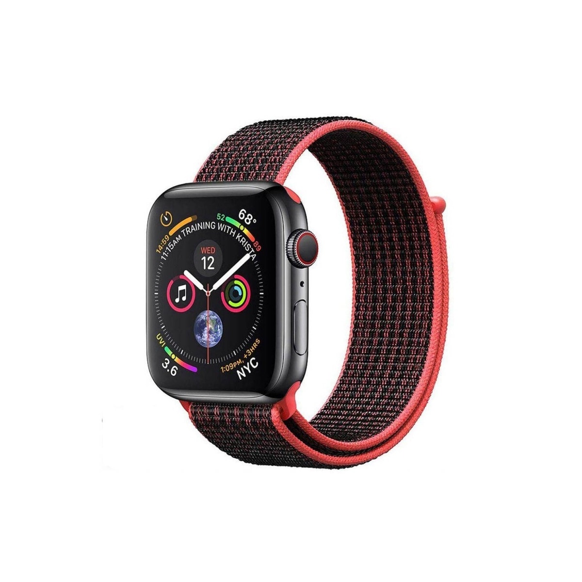 Apple Watch 4 (40mm) Nylon armbånd - svart / rød