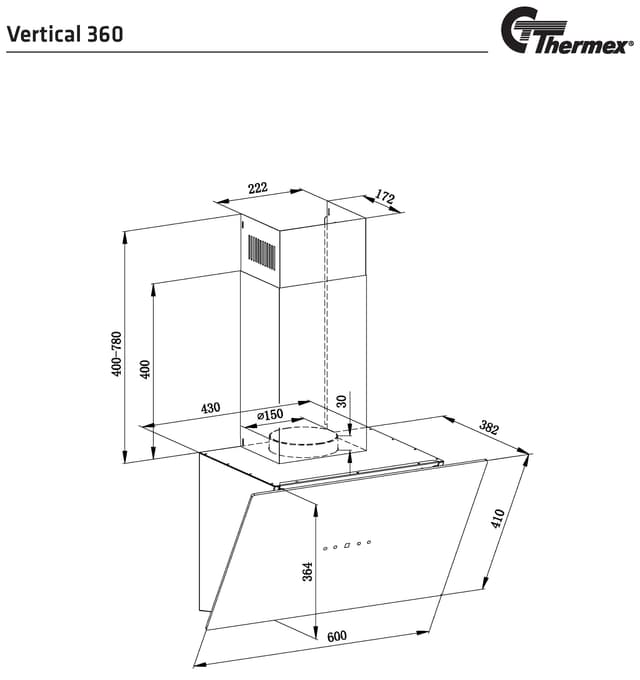 Thermex Vertical 360 emhætte VERTICAL360BL